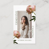 Chic Elegant Modern Blush Pink & Gold Floral Photo 名刺 (正面)