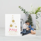 Chic Elegant Modern Wedding Christmas Tree Photo シーズンカード (スタンド正面)