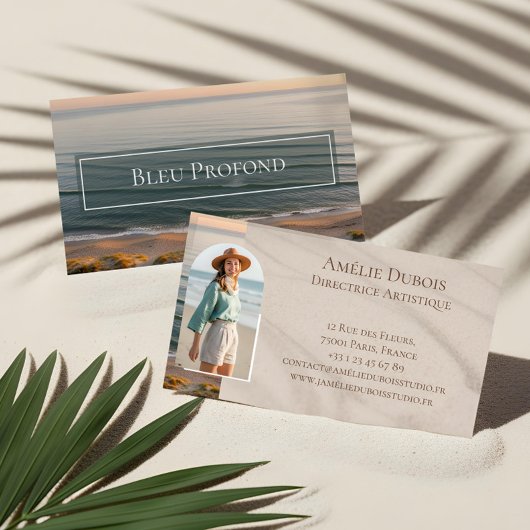 Chic Elegant Ocean Shoreline Luxury Feminine Photo 名刺