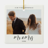 Chic elegant Our First Christmas as Mr & Mrs セラミックオーナメント (裏面)