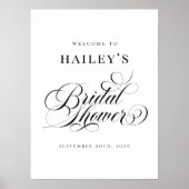 Chic Elegant Personalized Bridal Shower Sign ポスター (正面)