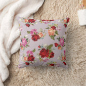 Chic Elegant Pink Red Roses Floral  クッション (ブランケット)