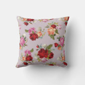 Chic Elegant Pink Red Roses Floral  クッション (裏面)