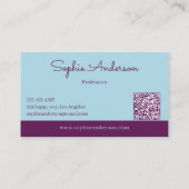 Chic Elegant Purple & Teal with QR Code  名刺 (裏面)
