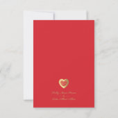Chic Elegant Red & Gold Heart Photo Couple Wedding セーブザデート (裏面)