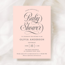 Chic Elegant Script  Blush Pink Girl Baby Shower