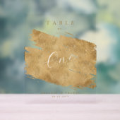 Chic Elegant Script Faux Gold Brushed Table Number アクリルサイン (ニュートラル)