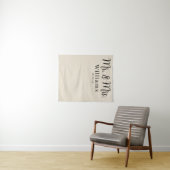 Chic Elegant Script Mr and Mrs Wedding Reception タペストリー (インサイチュ(横))