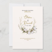 chic elegant white bride roses wedding invitation 招待状 (正面)