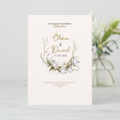 chic elegant white bride roses wedding invitation 招待状 (スタンド正面)