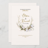 chic elegant white bride roses wedding invitation 招待状 (正面/裏面)