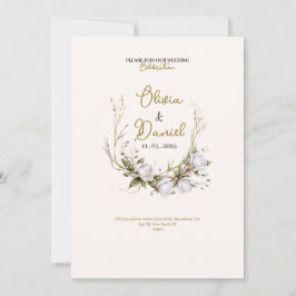 chic elegant white bride roses wedding invitation 招待状