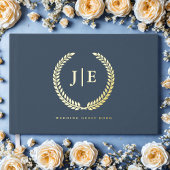 Chic Elegant Wreath Monogram Wedding ゲストブック