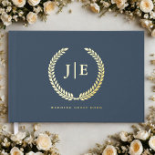 Chic Elegant Wreath Monogram Wedding ゲストブック