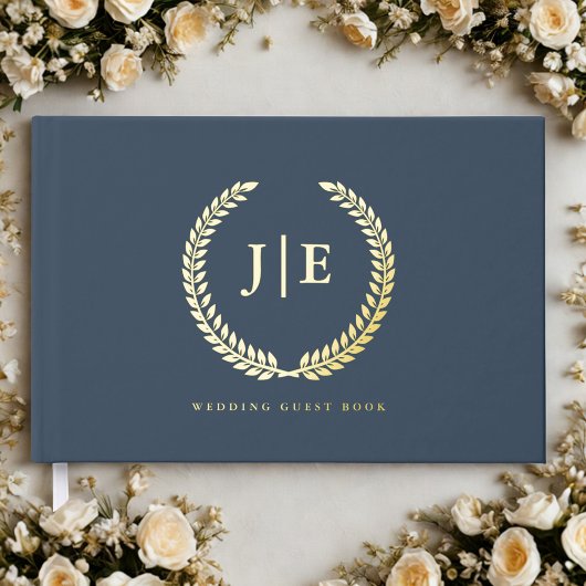 Chic Elegant Wreath Monogram Wedding ゲストブック