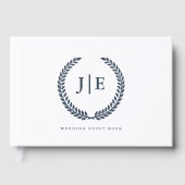 Chic Elegant Wreath Monogram Wedding ゲストブック (正面)
