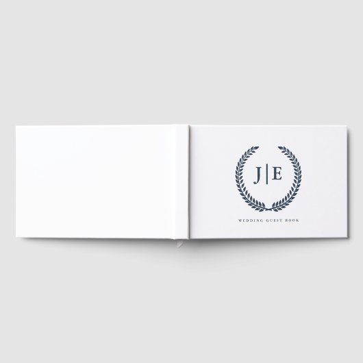 Chic Elegant Wreath Monogram Wedding ゲストブック (全面)