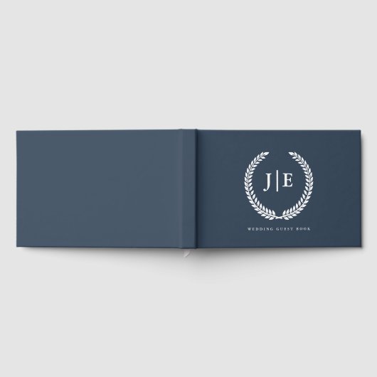 Chic Elegant Wreath Monogram Wedding ゲストブック (全面)