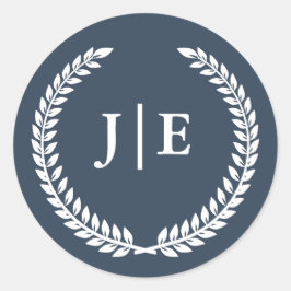 Chic Elegant Wreath Monogram Wedding ラウンドシール