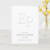 Chic Embossed Look Photo Wedding Save the date カード (黄色い花)