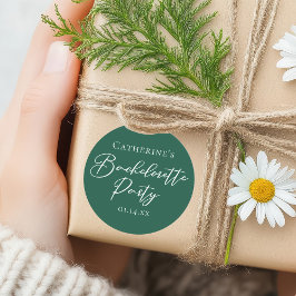 Chic Emerald Green Bachelorette Party Personalized ラウンドシール