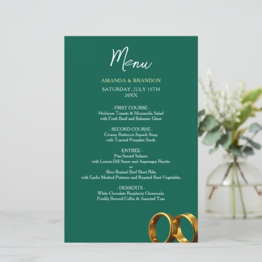 Chic Emerald Green Gold Rings Wedding (スタンド正面)