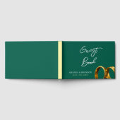 Chic Emerald Green Gold Rings Wedding ゲストブック (全面)