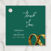 Chic Emerald Green Gold Rings Wedding フェイバータグ (正面)