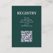 Chic Emerald Green Wedding Registry QR Code エンクロージャーカード (正面)