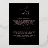 Chic Exquisite Script Photo Christmas Rose Gold  箔招待状 (裏面)