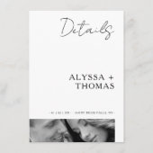 Chic Extra Minimalist Black & White Photo Wedding エンクロージャーカード (正面)