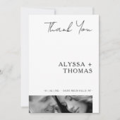 Chic Extra Minimalist Black & White Photo Wedding  サンキューカード (正面)