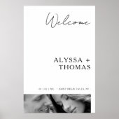 Chic Extra Minimalist Black & White Photo Wedding  ポスター (正面)