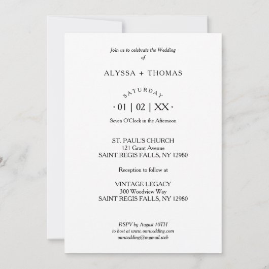 Chic Extra Minimalist Black & White Photo Wedding 招待状 (裏面)