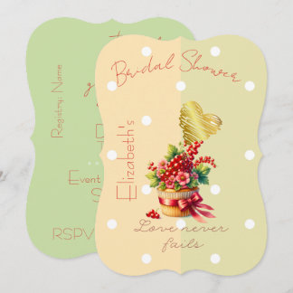 Chic Faith Floral Berry Bow Cupcake Dots Heart 招待状