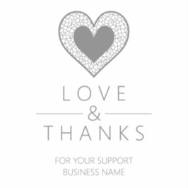 Chic Fake Grey Heart Lace Effect Thanks Supporting シール