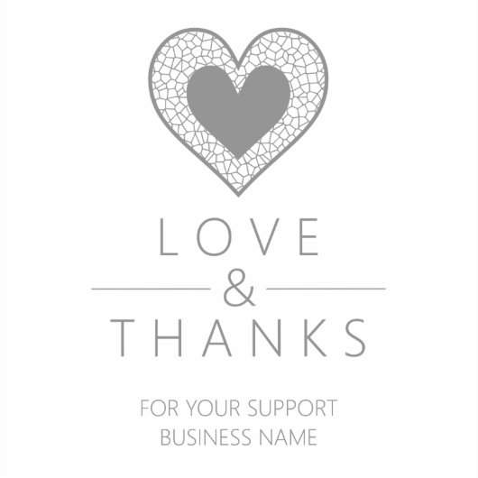 Chic Fake Grey Heart Lace Effect Thanks Supporting シール (正面)