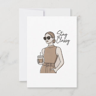 Chic Fashion Girl Stay Classy  Aesthetic Minimal  サンキューカード