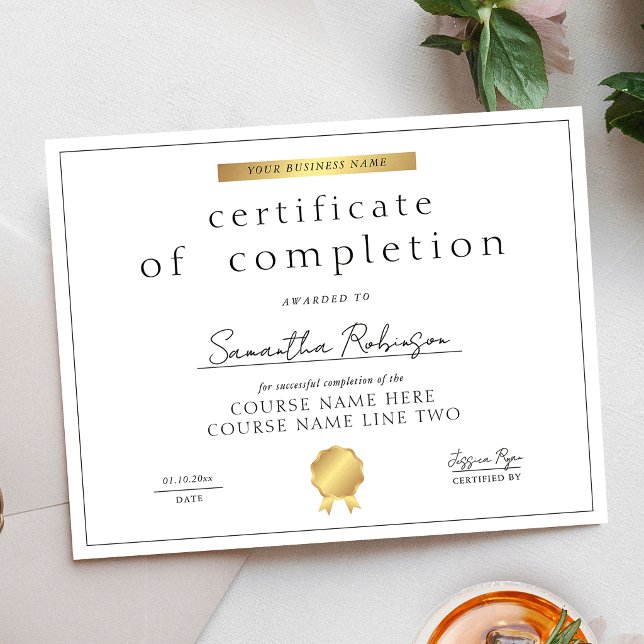Chic Faux Gold Completion Certificate Course Award (クリエイターアップロード済み)