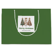 Chic Festive Christmas Tree Leopard Print Gift Bag ラージペーパーバッグ (正面)