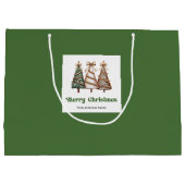 Chic Festive Christmas Tree Leopard Print Gift Bag ラージペーパーバッグ (裏面)