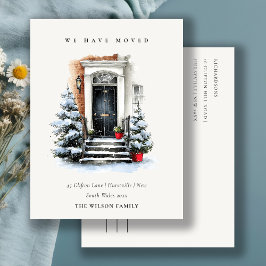 Chic Festive Winter Front Door We have Moved  ポストカード