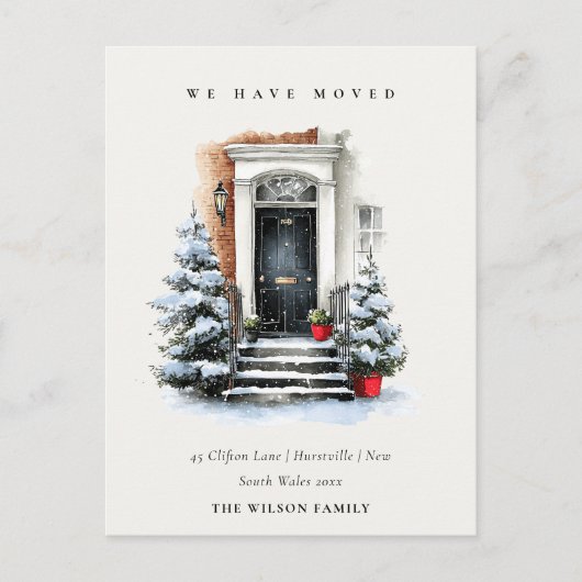 Chic Festive Winter Front Door We have Moved ポストカード (正面)