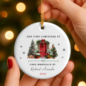 Chic First Christmas at our new home address door セラミックオーナメント