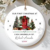 Chic First Christmas at our new home address door セラミックオーナメント