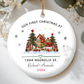 Chic First Christmas at our new home patchwork セラミックオーナメント