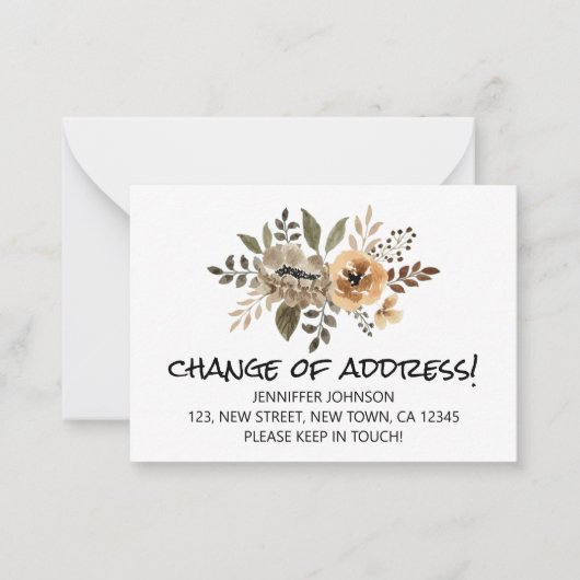 Chic Flora Change Of Address Announcement Card ノートカード (正面)