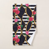 Chic Floral and Rope Pattern with Bold Stripes バスタオルセット (ハンドタオル)
