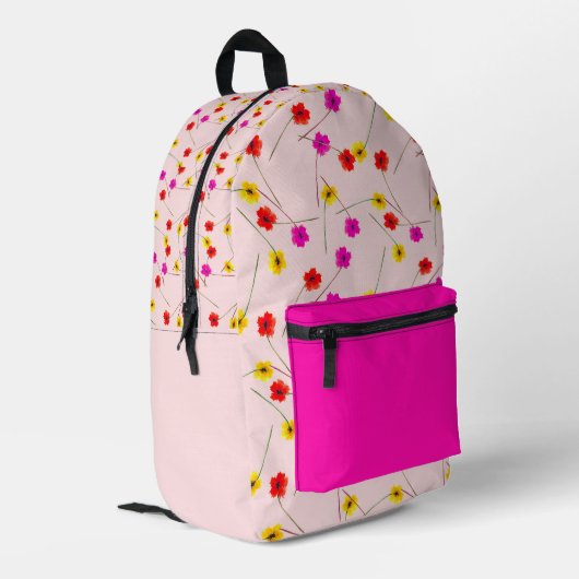 Chic floral backpack with bold pink accent プリントバックパック (裏面左端)