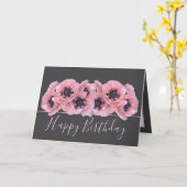 Chic Floral Bouquet Pink Poppy Botanical Birthday カード (黄色い花)